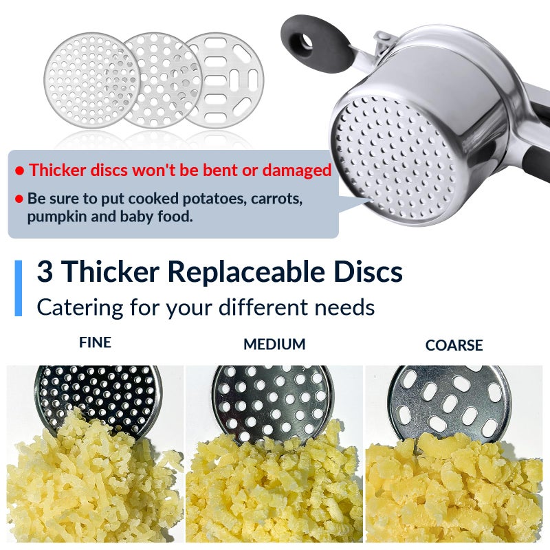 SPEENSUN Potato Ricer  Ricer for Mashed Potatoes  Heavy Duty Potato Ricer Stainless Steel for Fluffy Mashed Potatoes  3 Interchangeable Discs Spaetzle Maker with Silicone Handle  for Gnocchi Spaghetti - Image 4